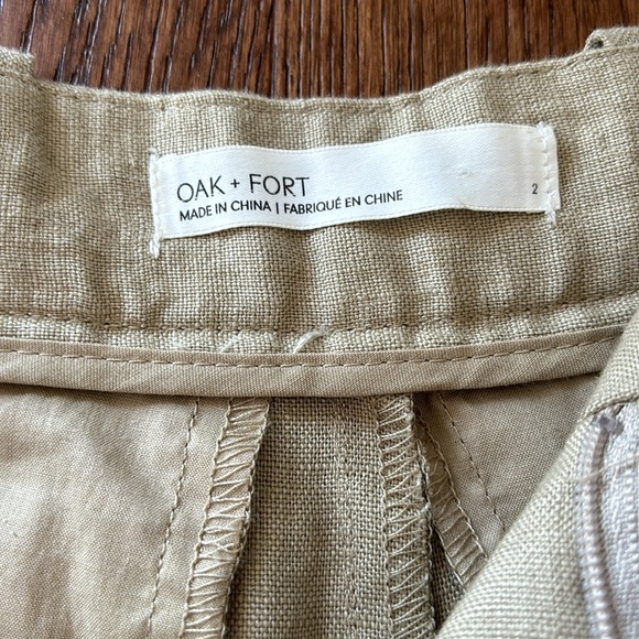 Oak and Fort Wide Leg Linen Pant | Size 2 | Sage - Picture 2 of 4